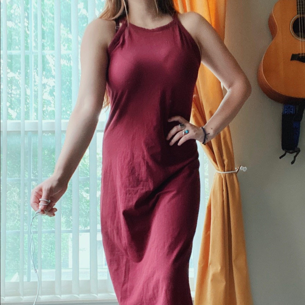 Burgundy halter midi dress